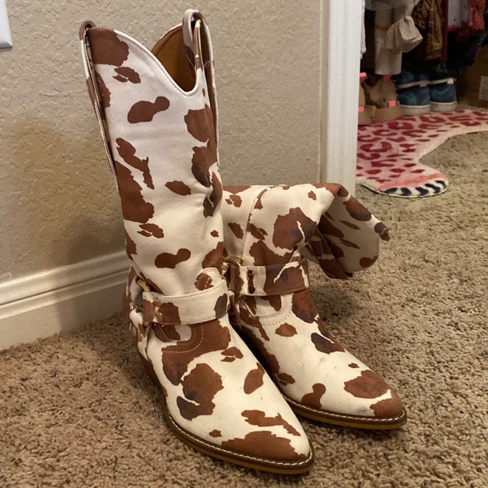 Cow Print Western Boots